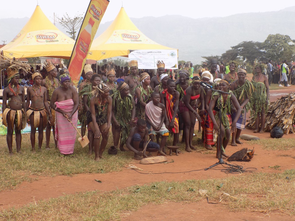 Dancers from Bulucheke in Bududa perform an ancient Gisu Folk song at the parade