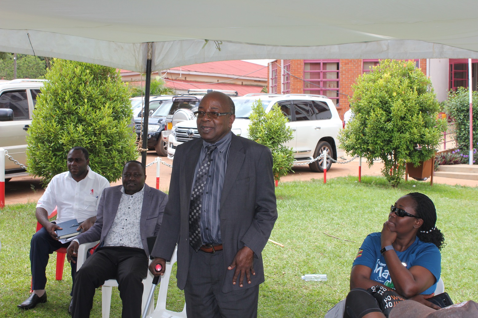 The Kings College Buddo Head teacher Patrick Bakka Male addressing the trekkers 2