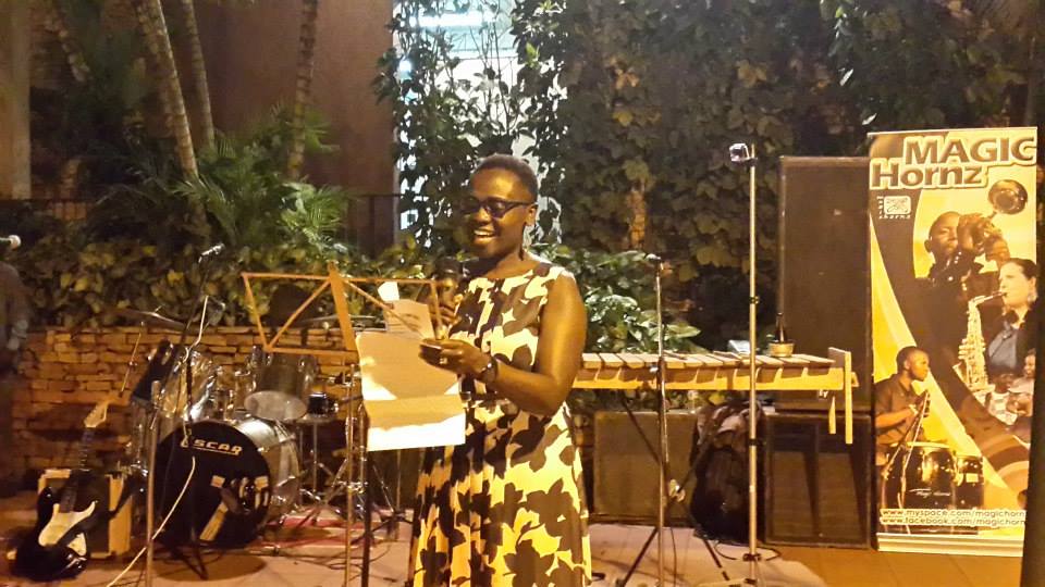 Makumbi reading from her award winning short storyLets Tell this story Properly at Kabira country club moments before she was given her commonwealth prize