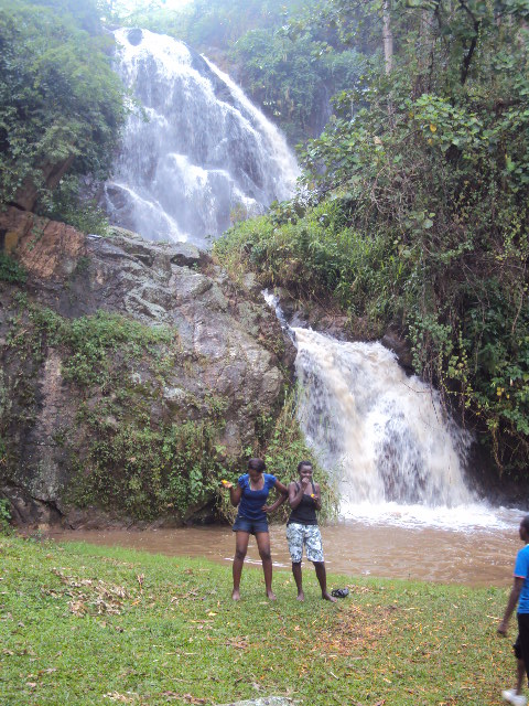 Students having fun at the Kyakondo Water falls 1